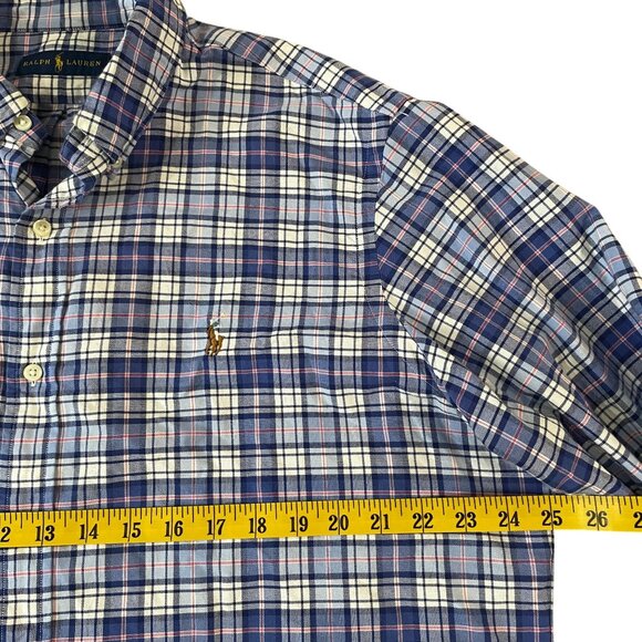 Ralph Lauren Button Down Shirt Men's Size XL Blue Plaid Cotton Classic Preppy - Picture 3 of 5